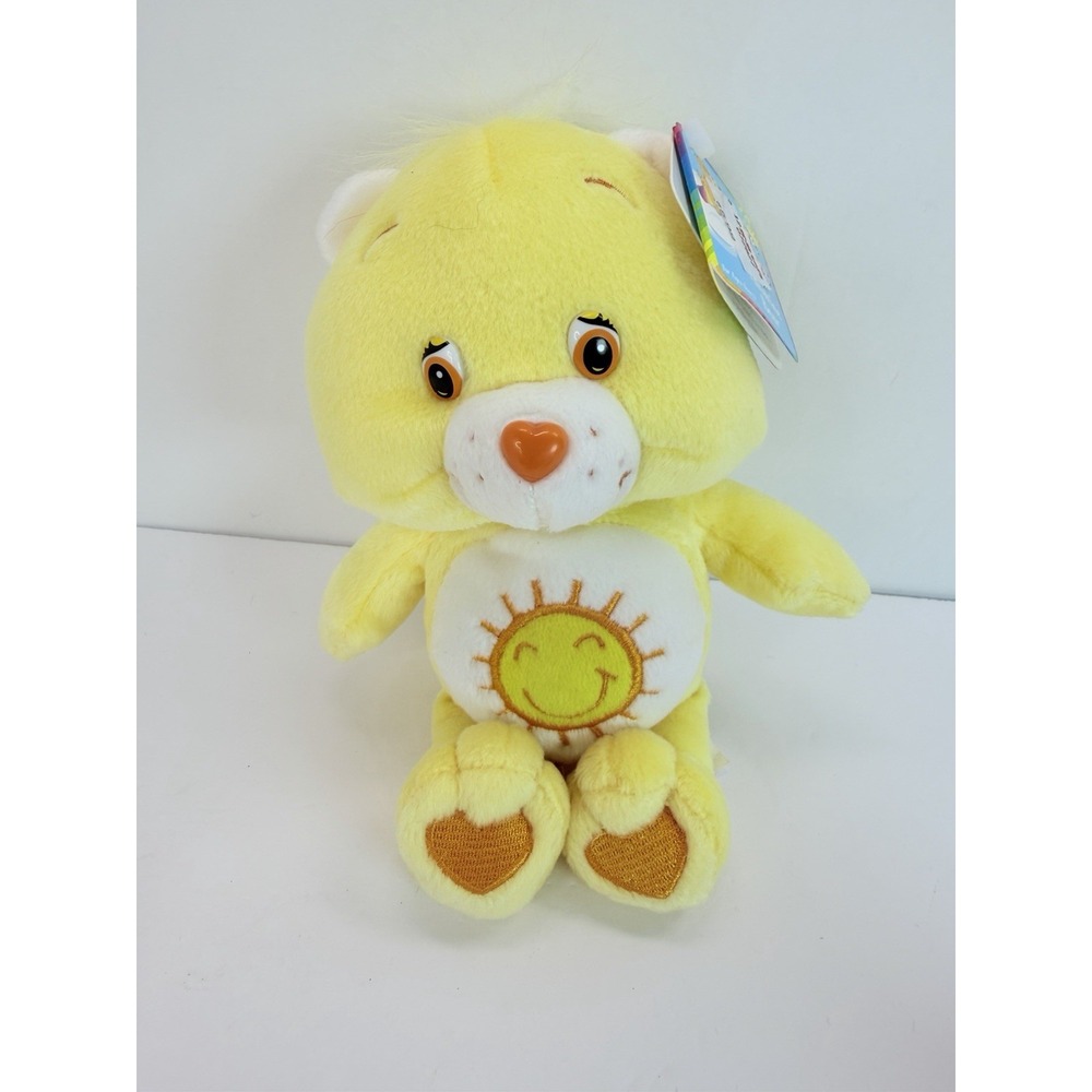 2002 Care Bears 8" Plush FUNSHINE Bear Yellow Sun Stuffed Animal